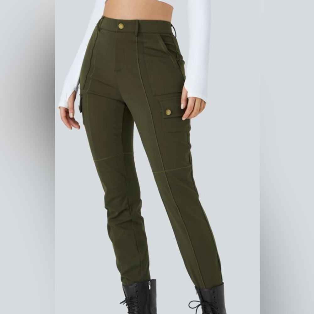 Halara Cargo HaloTek Air Olive Green Women's Cargo Pants. NWT. Large tall.